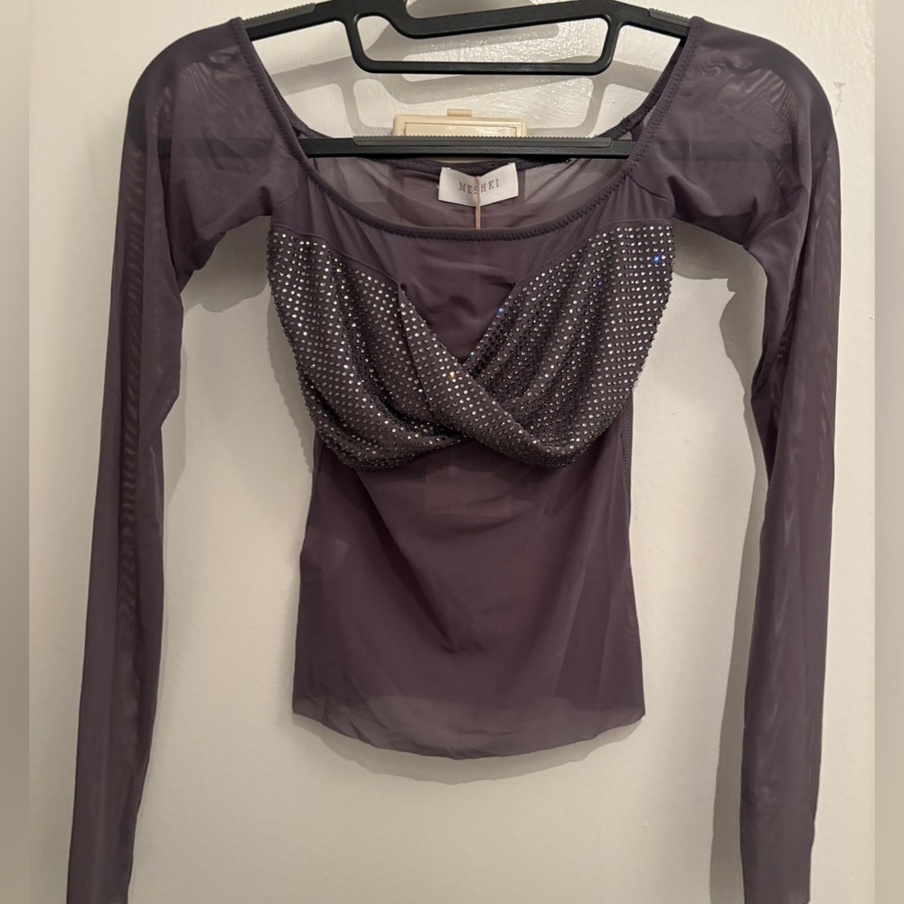 Meshki sheer diamanté top